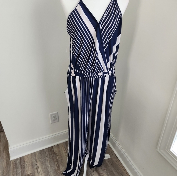 Navy Multi Jumpsuit with Sash - Picture 2 of 7